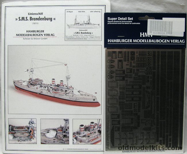 HMV 1/250 SMS Brandenburg 1893 With PE Detail Set - Linienschiff (Pre-Dreadnought Battleship) plastic model kit
